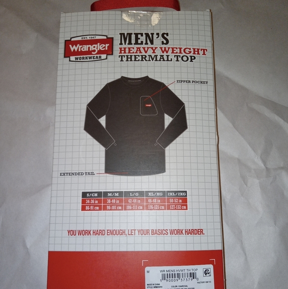 Men's Wrangler Heavy Weight Thermal Top, Shirt Medium and Large - Picture 2 of 2